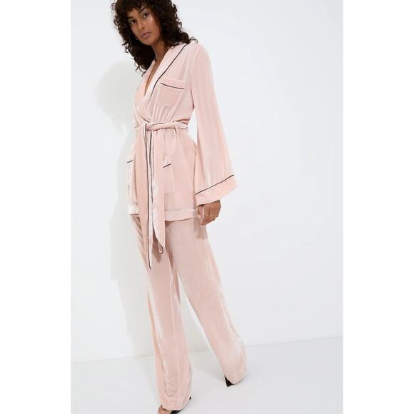 Jacques dusty rose Silk Velvet Pajama Pants - Picture 1 of 11